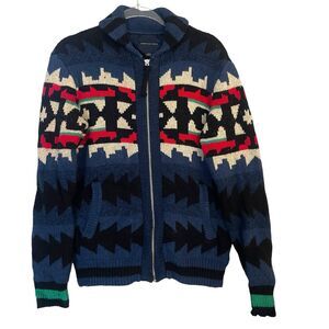 American Eagle Sweater Men Small Full Zip Aztec Multicolor Winter Ski Snow Wool